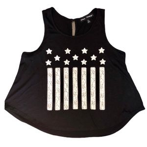 Mason & Mackenzie Black/White Lace Graphic Tank